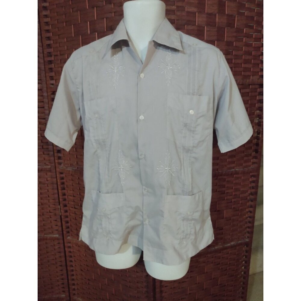 Vintage Guayaberas Exclusivas San Lorenzo Button Up Shirt Size 38 Pockets